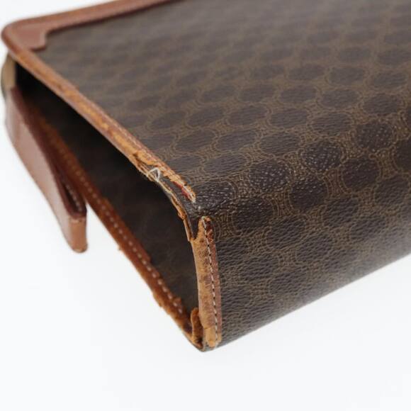 CELINE Macadam Canvas Clutch Bag Pvc Leather Brown Gold - Picture 16 of 16